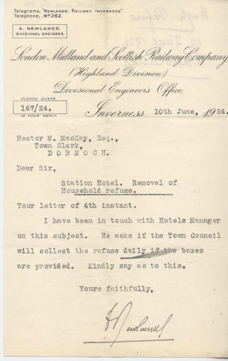 Letter re removal of household refuse 1924.